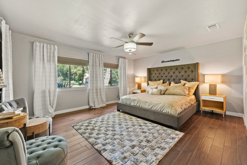 Vi'Lou staged bedroom styled for a market-ready listing